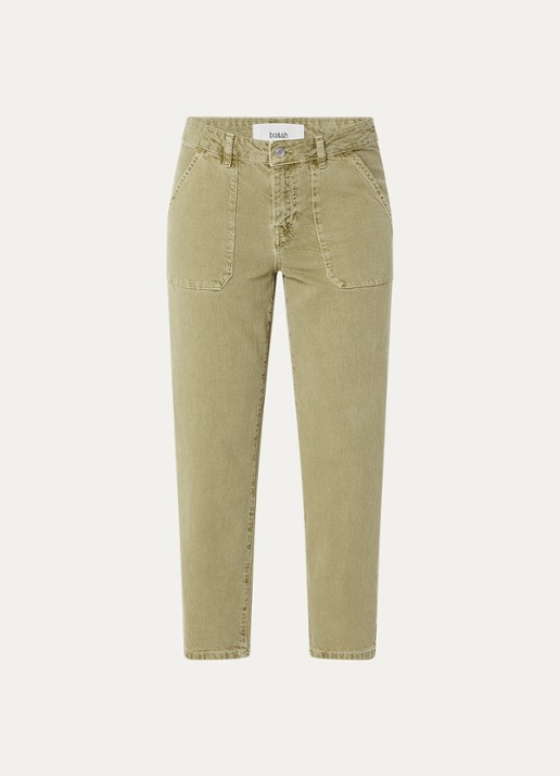 ba&sh Fally mid waist cropped slim fit jeans met gekleurde wassing - voorkant 3 khaki