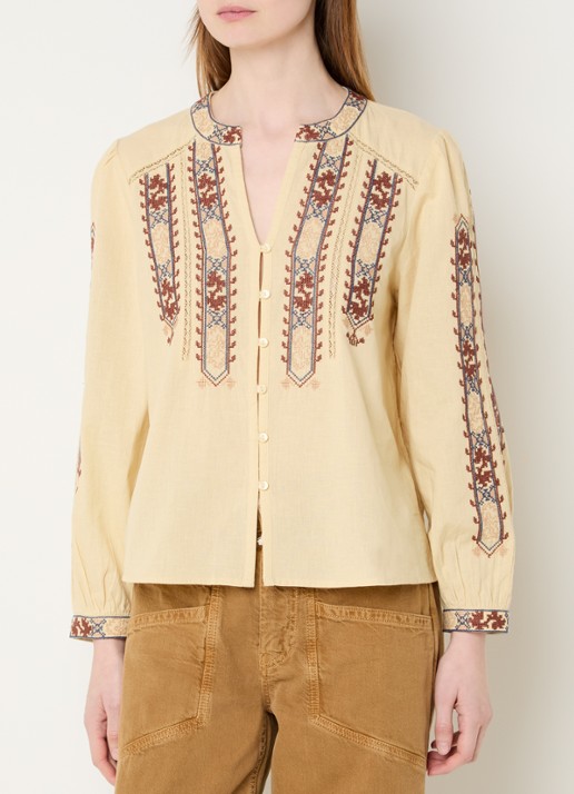 ba&sh Faustina blouse in linnenblend met borduring