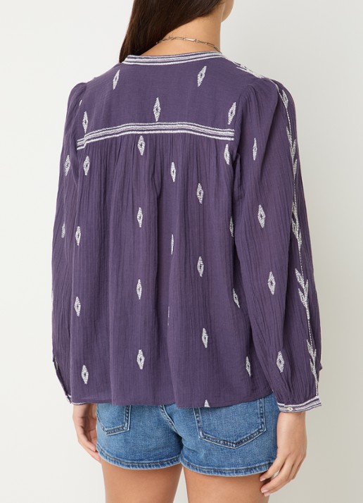ba&sh Fedora blouse met borduring - achterkant 3 paars