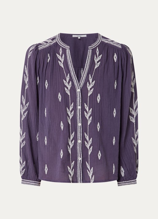 ba&sh Fedora blouse met borduring - voorkant paars
