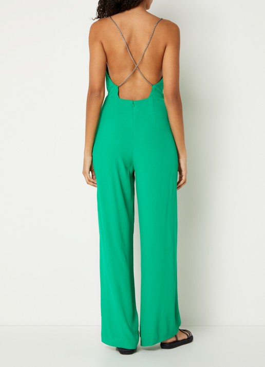 ba&sh Fifia loose fit jumpsuit met rugdecolleté  - achterkant 4 groen