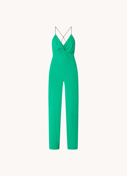 ba&sh Fifia loose fit jumpsuit met rugdecolleté  - voorkant groen