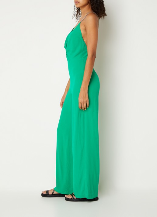 ba&sh Fifia loose fit jumpsuit met rugdecolleté  - voorkant 2 groen