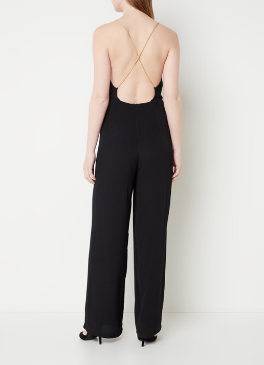 Ba&sh Fifia wide fit jumpsuit met kettingdetail en rugdecolleté - achterkant 4 zwart