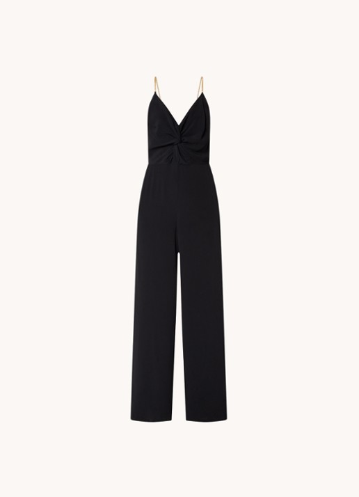 Ba&sh Fifia wide fit jumpsuit met kettingdetail en rugdecolleté - voorkant zwart