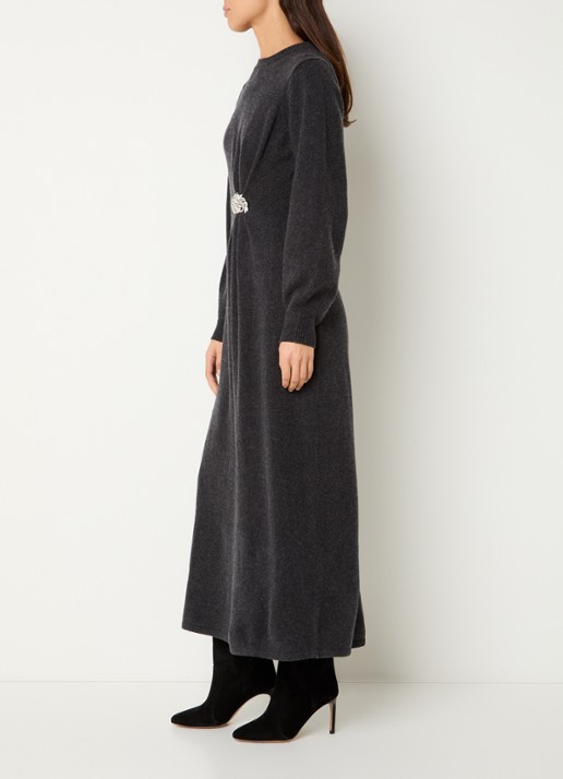ba&sh Fijngebreide maxi jurk in wolblend met plooidetail en strass