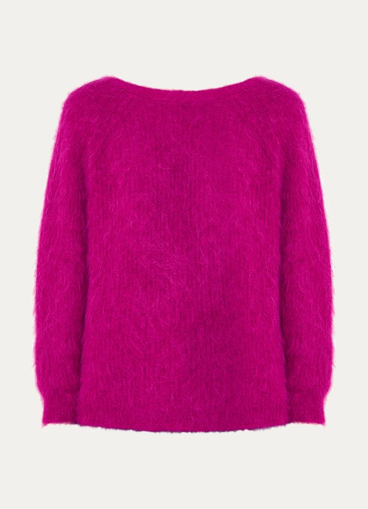 ba&sh Fill grofgebreide trui in alpaca wolblend met rugdecolleté - voorkant 4 fuchsia
