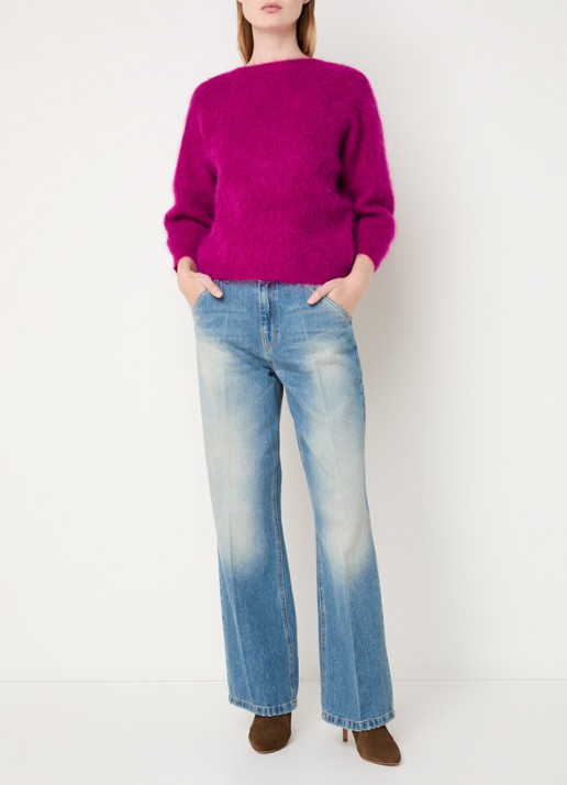 ba&sh Fill grofgebreide trui in alpaca wolblend met rugdecolleté - voorkant 5 fuchsia