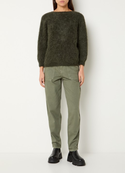 ba&sh Fill grofgebreide trui in alpaca wolblend met rugdecolleté - voorkant 3 bronsgroen