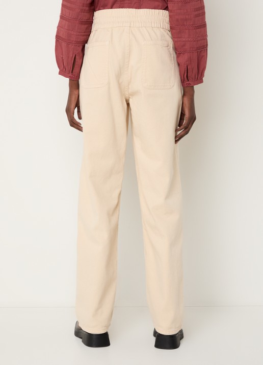 ba&sh Fima high waist straight fit broek met steekzakken - achterkant gebroken wit