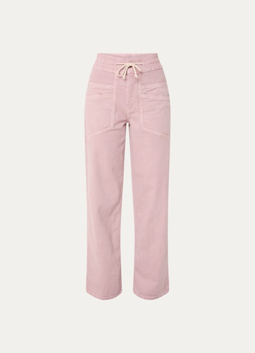 ba&sh Fima high waist straight fit broek met steekzakken - voorkant 2 lichtroze