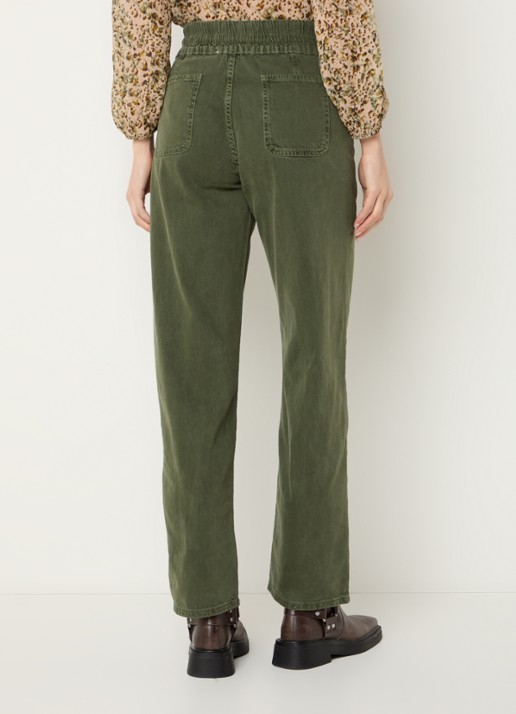 ba&sh Fima high waist straight fit broek met steekzakken - achterkant groen