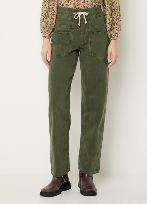 ba&sh Fima high waist straight fit broek met steekzakken - detail 2 groen