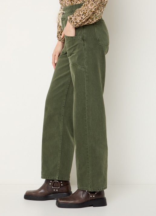 ba&sh Fima high waist straight fit broek met steekzakken - detail 3 groen