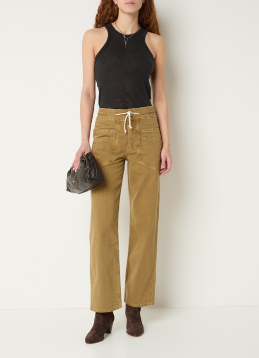 ba&sh Fima high waist straight leg broek met steekzakken - voorkant 3 camel