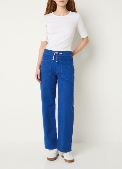 ba&sh Fima high waist straight leg broek met steekzakken - voorkant 3 blauw