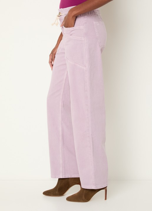 ba&sh Fima high waist straight leg broek met steekzakken - detail 5 lichtpaars