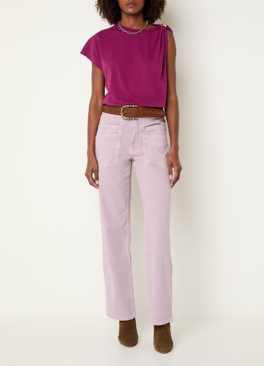 ba&sh Fima high waist straight leg broek met steekzakken - voorkant 3 lichtpaars