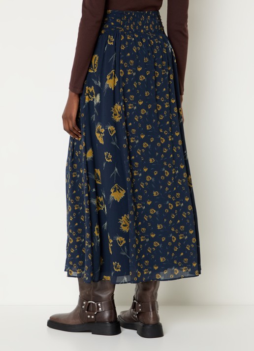ba&sh Findy midi rok met bloemenprint - achterkant 3 petrol