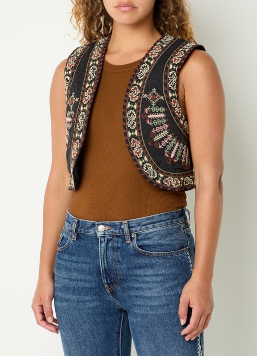 ba&sh Fosca gilet in linnenblend met borduring