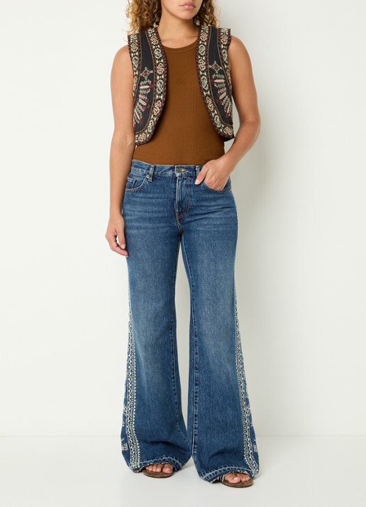 ba&sh Fosca gilet in linnenblend met borduring - voorkant 3 antraciet