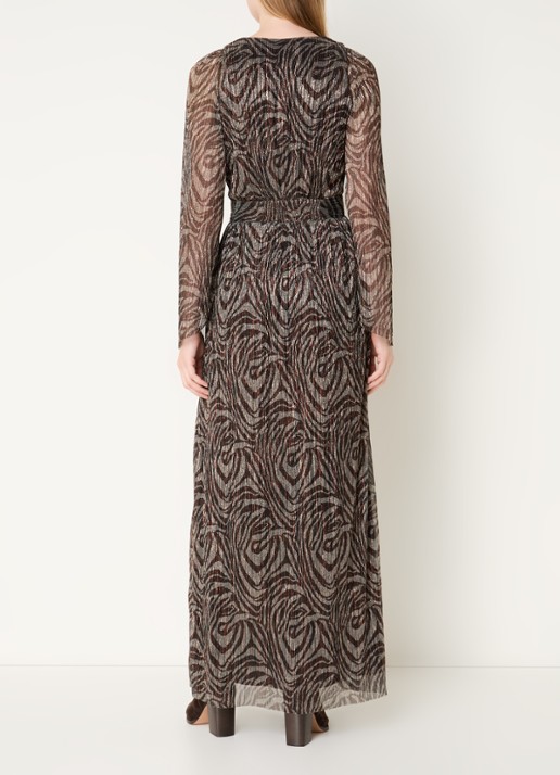 ba&sh Gaelle maxi jurk met cut-out detail en lurex - achterkant lichtgrijs