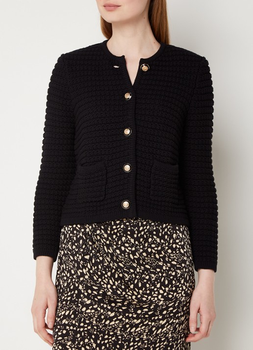 ba&sh Gaspard grofgebreid cropped vest met schoudervulling