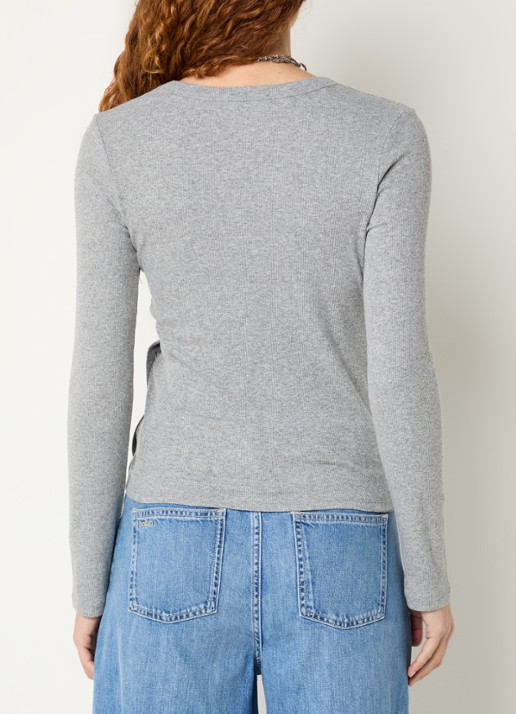 ba&sh Giulia longsleeve met knoopdetail - achterkant 2 grijs