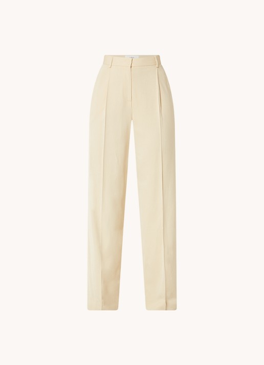 ba&sh Gona high waist wide fit pantalon met plooidetail - voorkant beige
