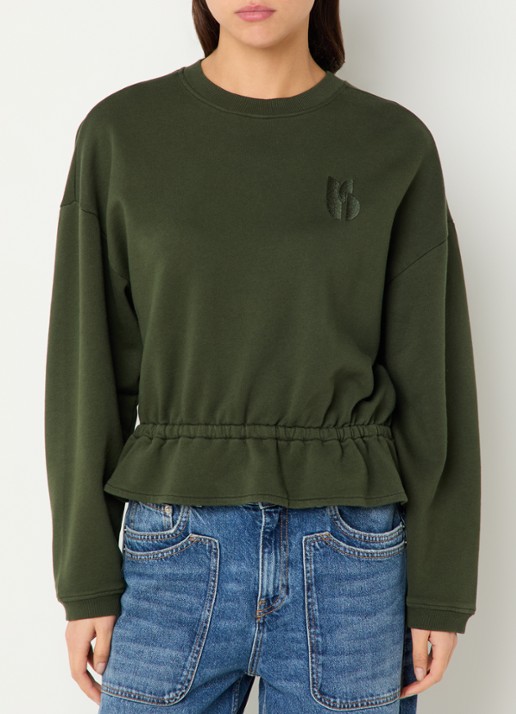 ba&sh Gretta sweater met borduring - detail 2 legergroen