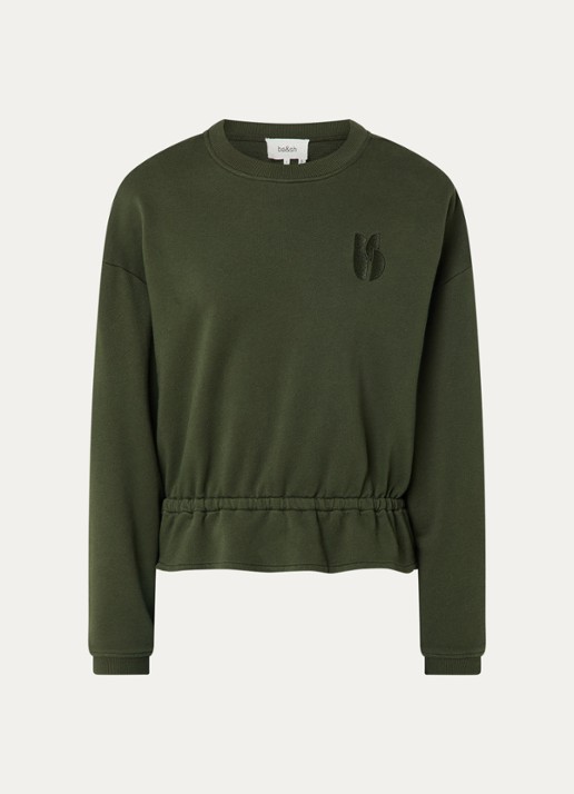 ba&sh Gretta sweater met borduring - voorkant 3 legergroen