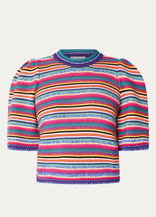 ba&sh Grofgebreide top met streepprint - voorkant multicolor