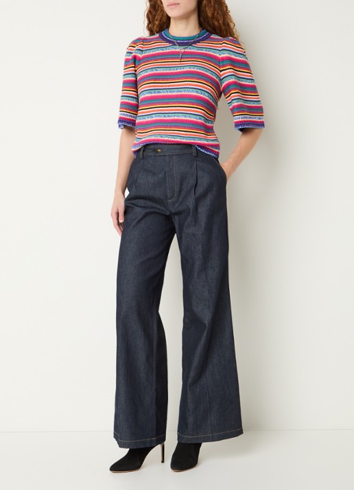 ba&sh Grofgebreide top met streepprint - voorkant 2 multicolor