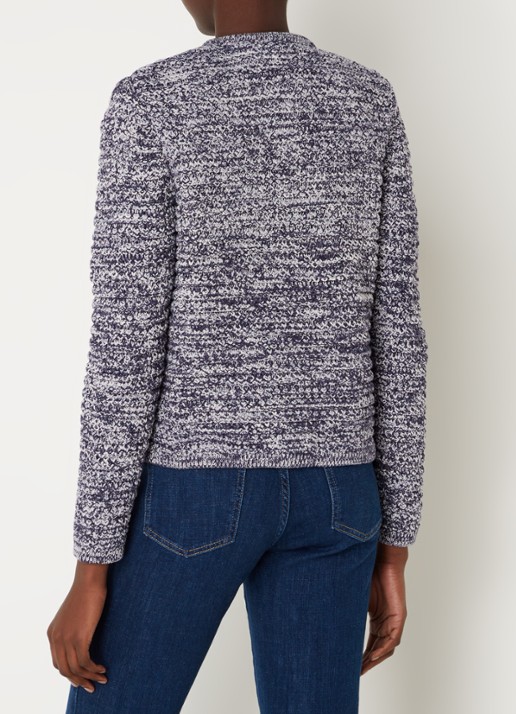 ba&sh Guspa grofgebreid vest met gemêleerd dessin - achterkant 3 donkerblauw