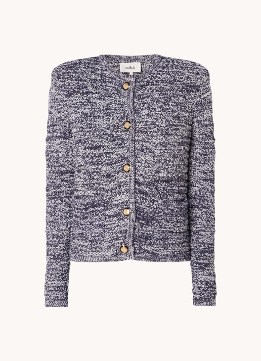 ba&sh Guspa grofgebreid vest met gemêleerd dessin - voorkant donkerblauw