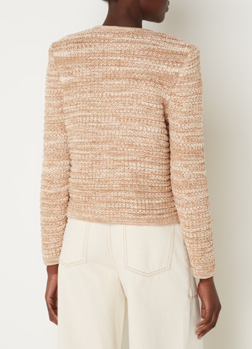ba&sh Guspa grofgebreid vest met gemêleerd dessin - achterkant beige