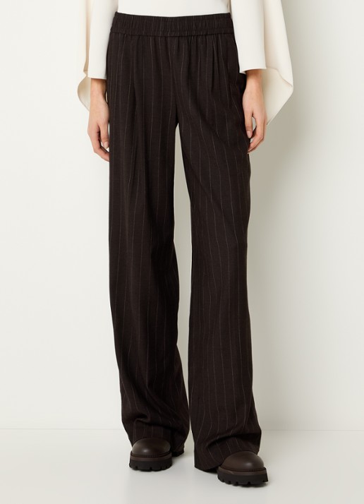 ba&sh Handrew mid waist straight fit broek in wolblend met krijtstreep