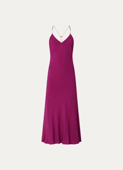 ba&sh Hany maxi jurk met een rugdecolleté en kralendecoratie  - voorkant 3 paars