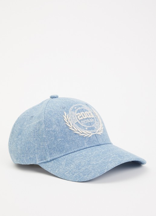 ba&sh Hemile pet van denim met logoborduring - voorkant 2 blauw