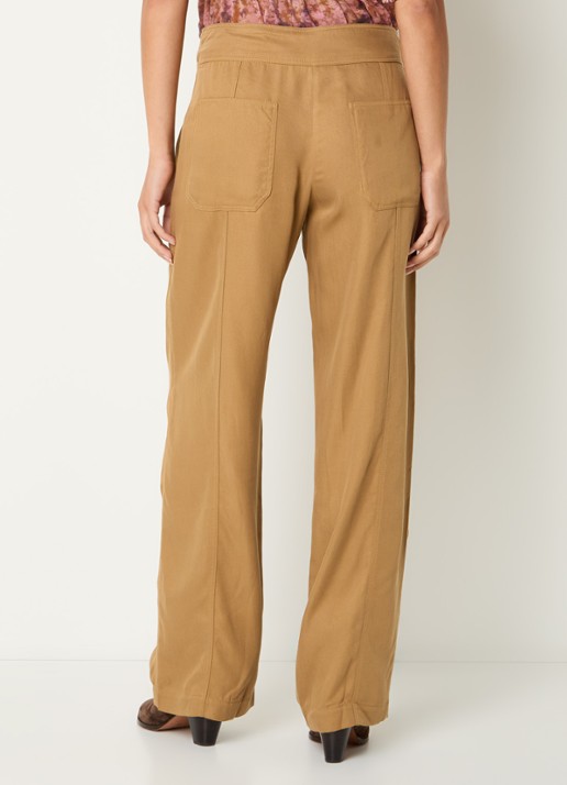 ba&sh High waist straight fit broek met steekzakken - achterkant 2 camel