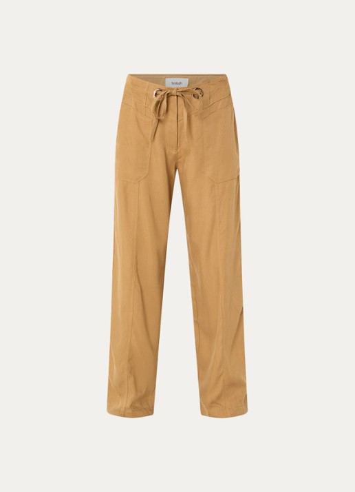 ba&sh High waist straight fit broek met steekzakken - voorkant 3 camel