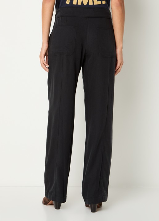 ba&sh High waist straight fit broek met steekzakken - achterkant 4 zwart