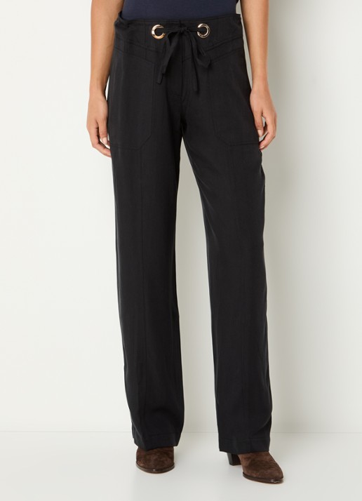 ba&sh High waist straight fit broek met steekzakken - detail 3 zwart