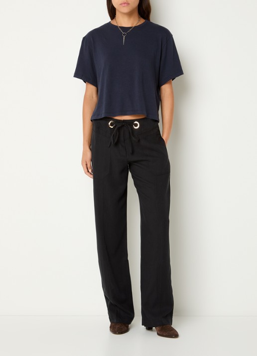 ba&sh High waist straight fit broek met steekzakken - voorkant 2 zwart