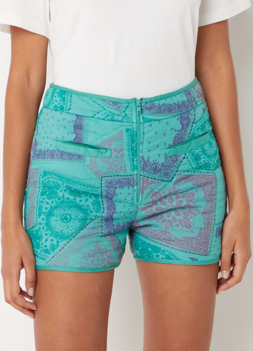 ba&sh High waist straight fit korte broek met print - detail groen