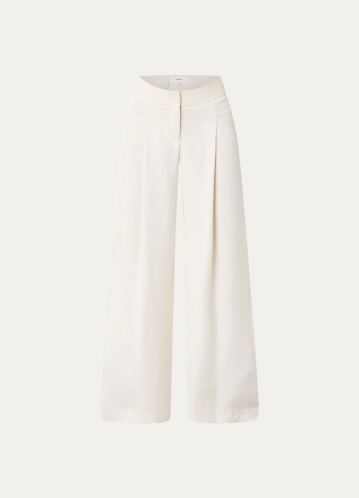 ba&sh High waist wide fit pantalon met plooidetail - voorkant 3 creme