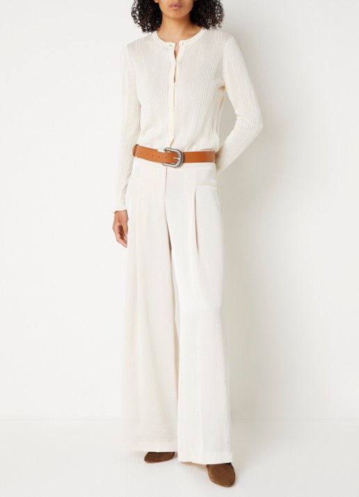 ba&sh High waist wide fit pantalon met plooidetail - voorkant 4 creme