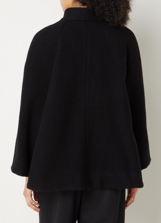ba&sh Hini cape van wol met gespdetail - achterkant zwart