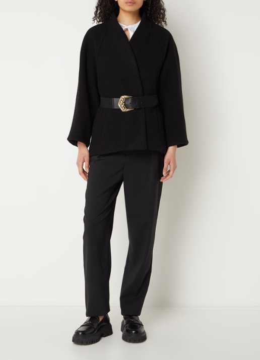 ba&sh Hini cape van wol met gespdetail - voorkant 3 zwart