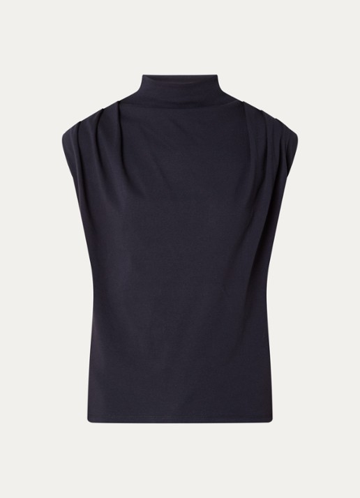 ba&sh Hoda top met opstaande kraag - voorkant 3 donkerblauw